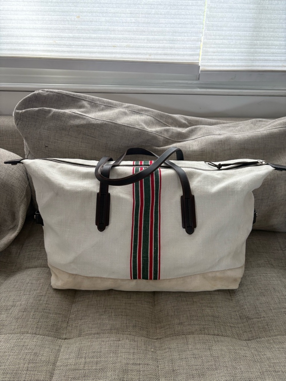 Gucci Striped Canvas Weekender Carryall Holdall Bag with Red & Green Stripe - Picture 3 of 16